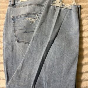 Light Blue Distressed Curvy Mom Jeans